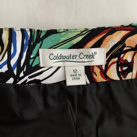 Coldwater Creek Jacket Blazer Size 12 Red Green Floral 3/4 Sleeve Open Front - Picture 9 of 11